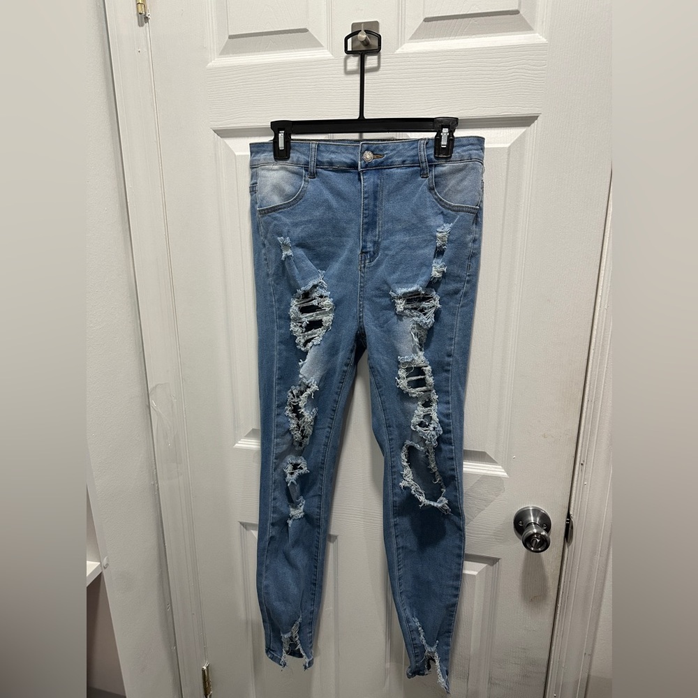 Blue ripped jeans